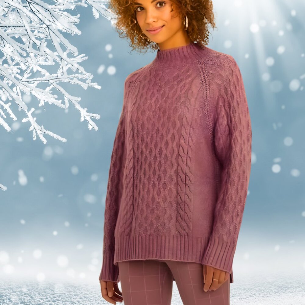 Dusty Rose Mauve Oversized Mockneck Tunic Sweater | A New Day XS